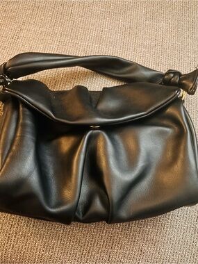 Coco + Carmen Black Soft Shoulder Bag with Knotted Handle